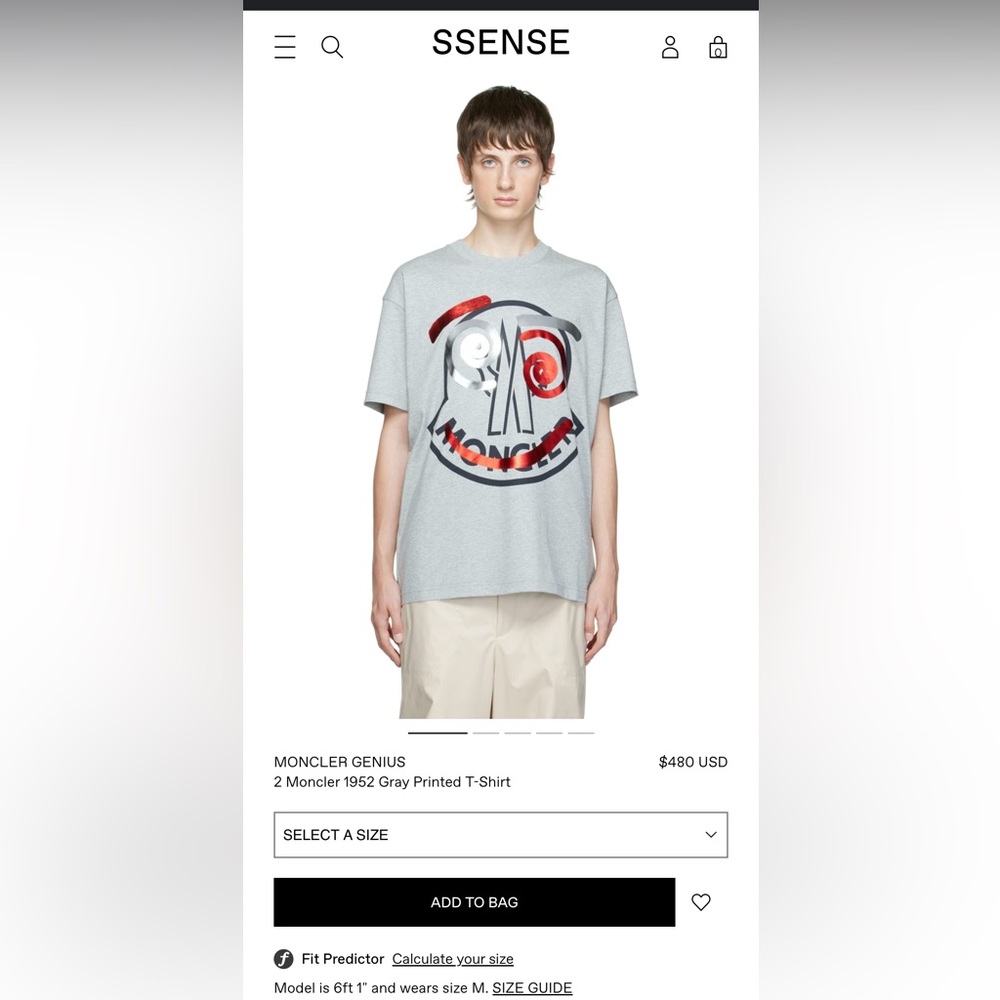 Moncler Genius 1952 Grey T-Shirt size L